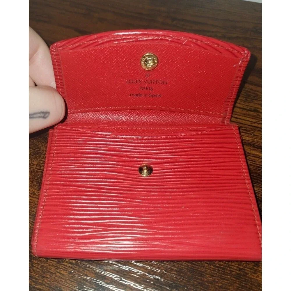 Louis Vuitton Epi Leather Card Holder Castilian‎ Red Vintage Wallet Spain M63587